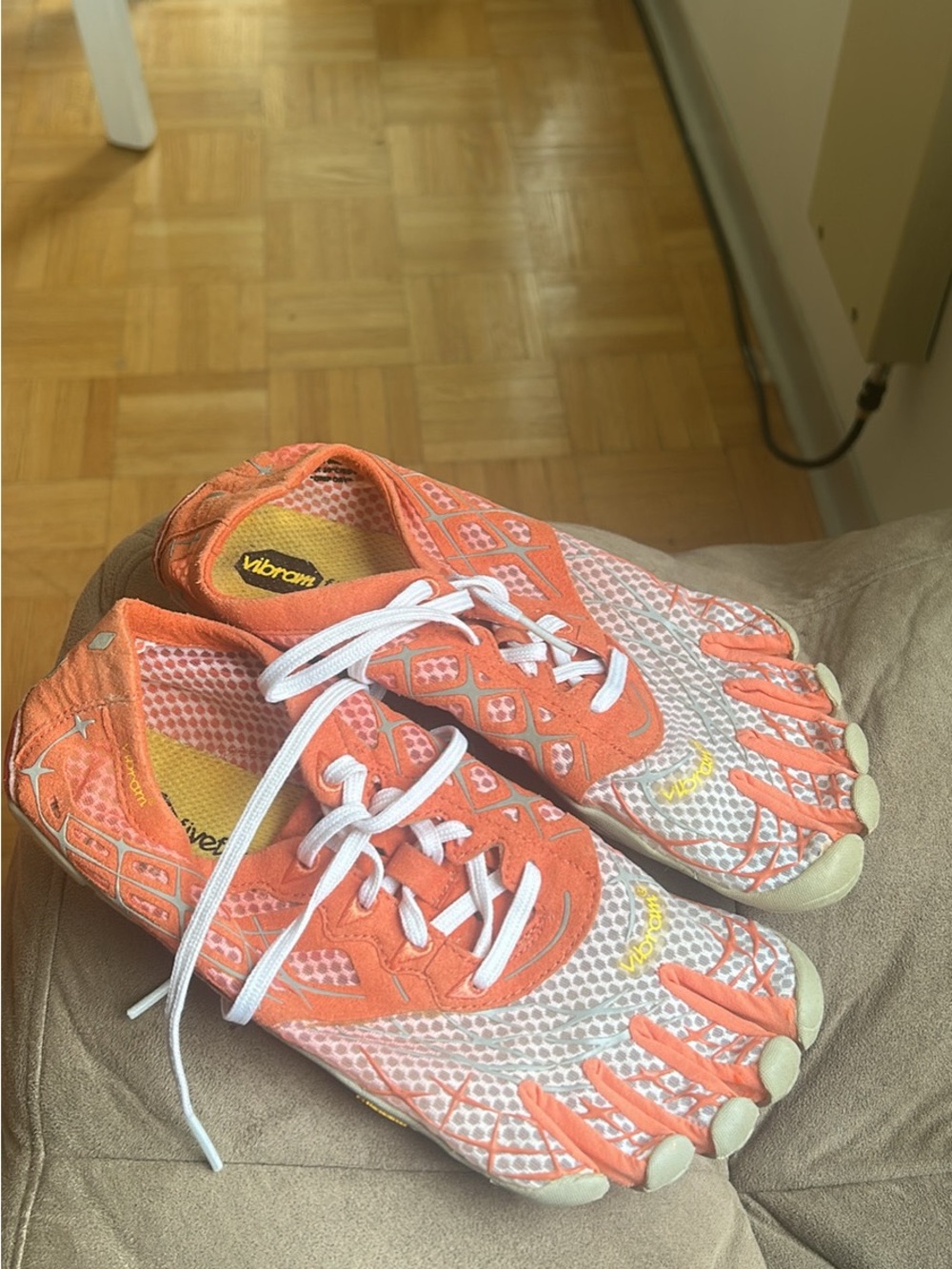 Vibram Women's Orange and White FiveFingers Minimalist Sneakers